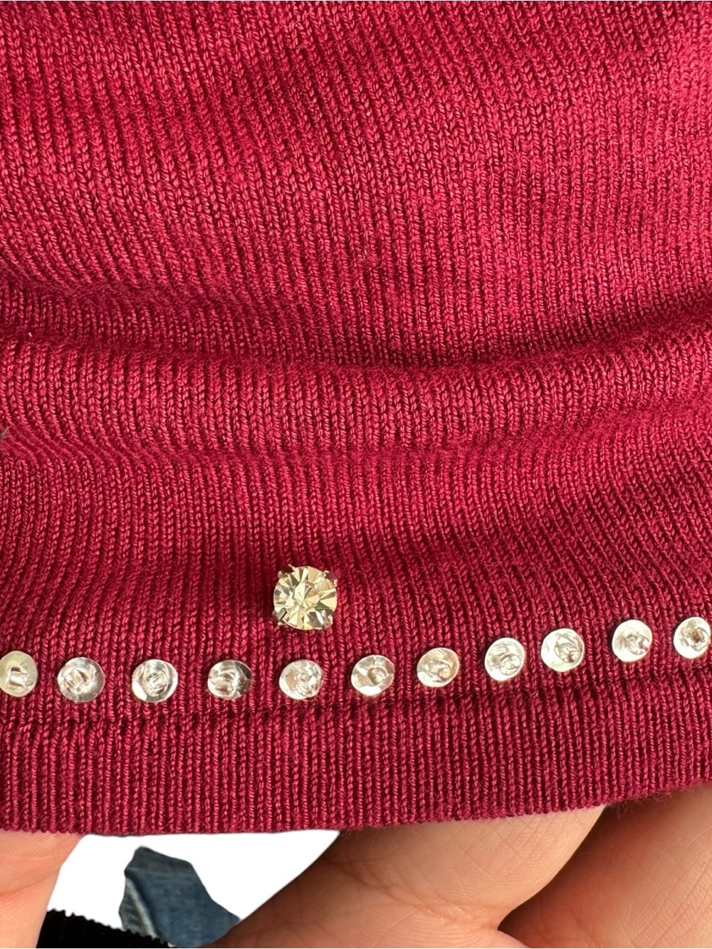 Rare Y2k Smart Set Wine Red Beaded V-Neck Tank - Picture 6 of 10